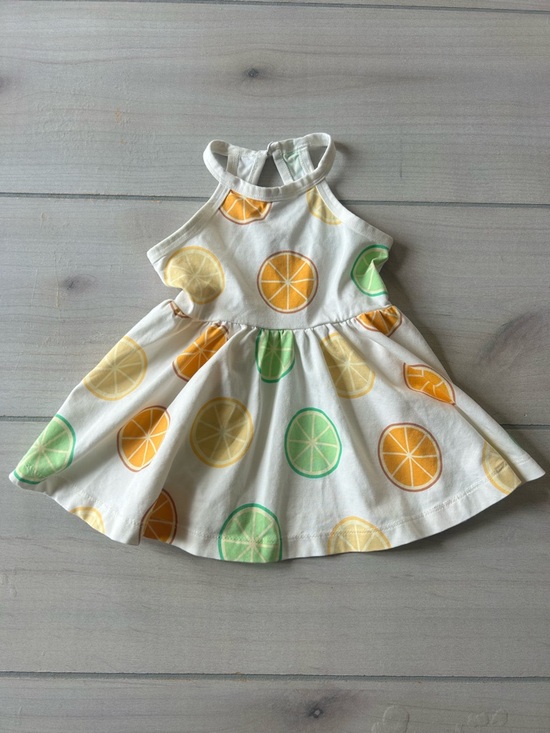 monica + andy Other - Monica & Andy Organic Cotton Citrus Print Halter Dress - White/Yellow/Green